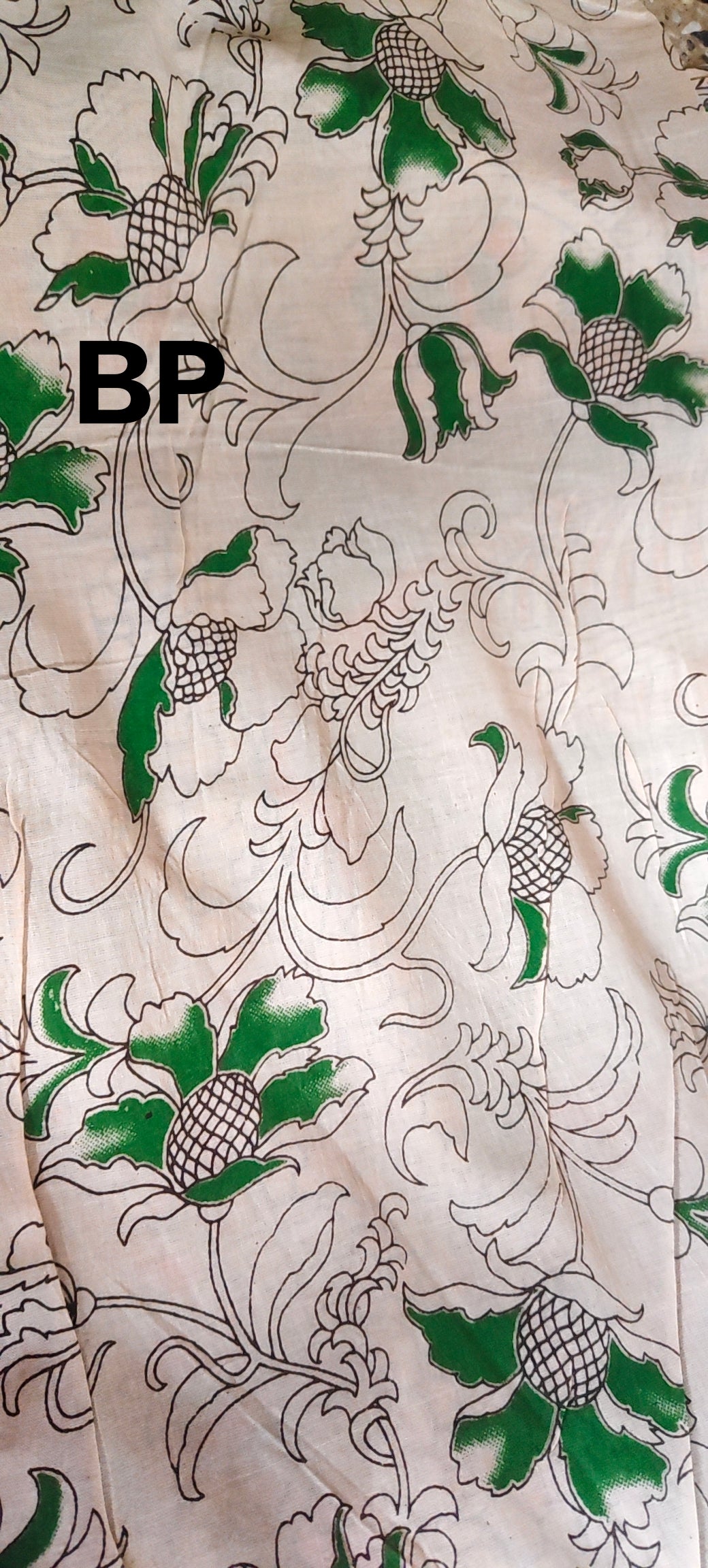 Kora-Phool (Beige & Green Kalamkari Saree)