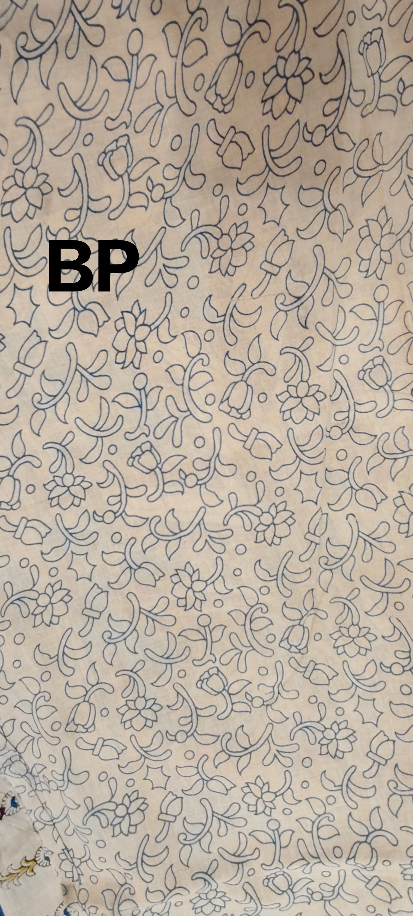 Akash-Pakhi (White & Blue Kalamkari Saree)