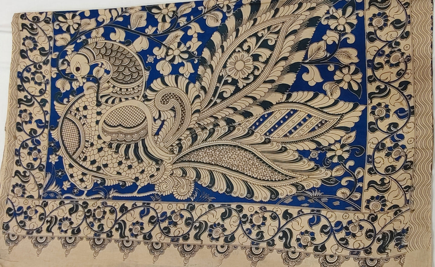 Shyam-Bahar (Dark Teal Kalamkari Saree)