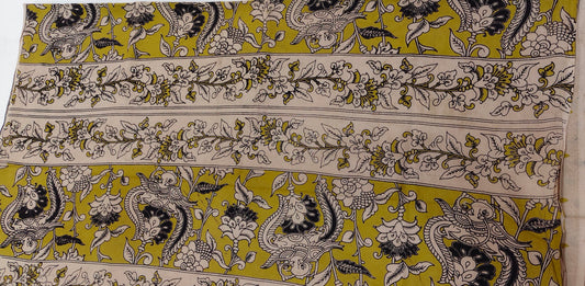 Jol-Chobi (Blue & Lime Kalamkari Saree)