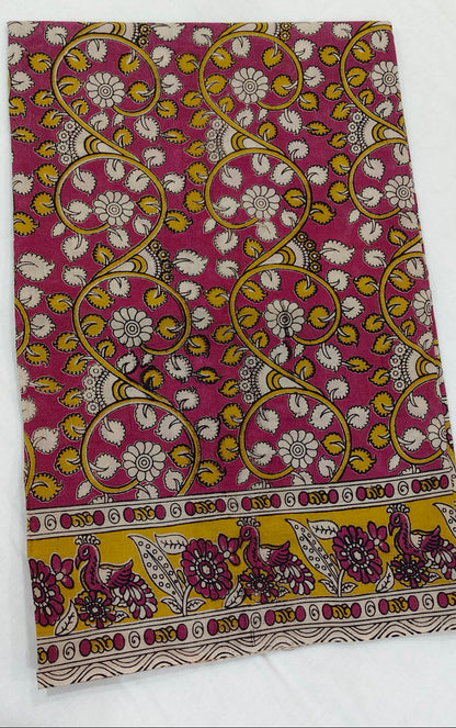 Mayur-Katha (Deep Pink Kalamkari Saree)