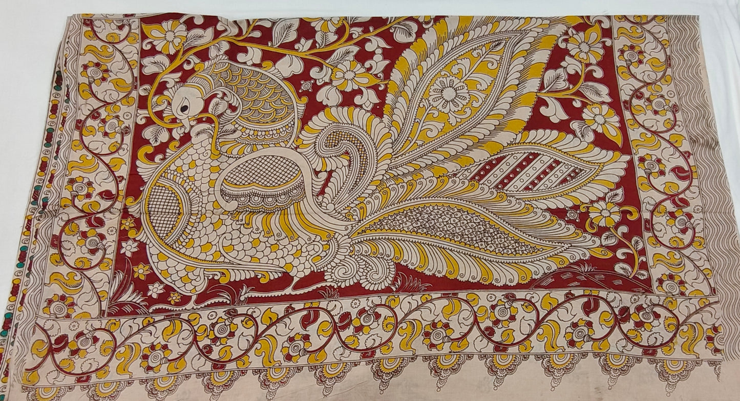 Megh-Mati (Rust Red Kalamkari Saree)