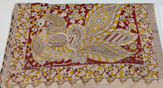 Megh-Mati (Rust Red Kalamkari Saree)