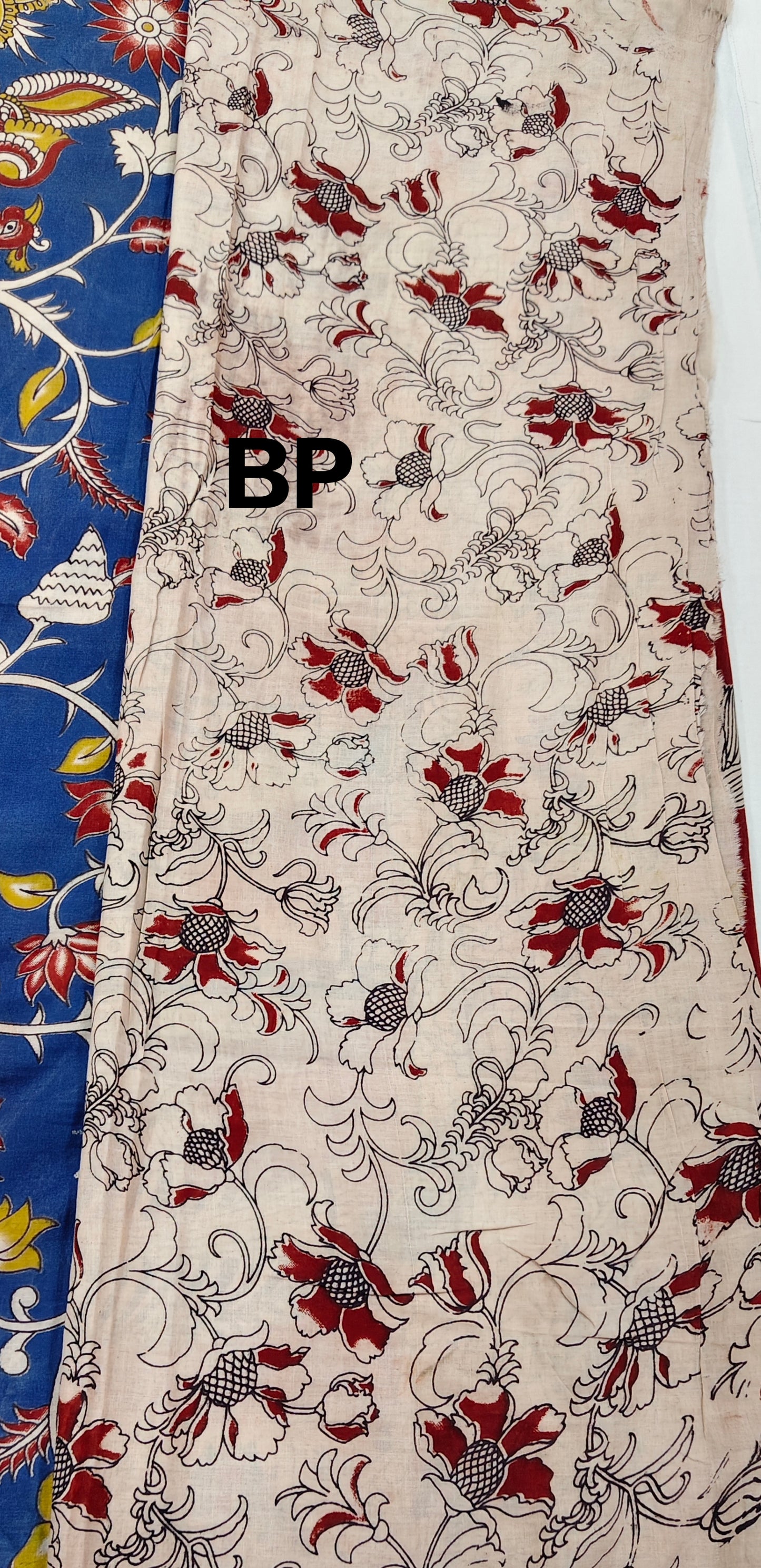 Neel-Mayur (Blue and Red Kalamkari Saree)