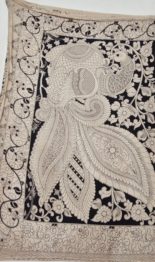 Kala-Kari (Black & White Kalamkari Saree)