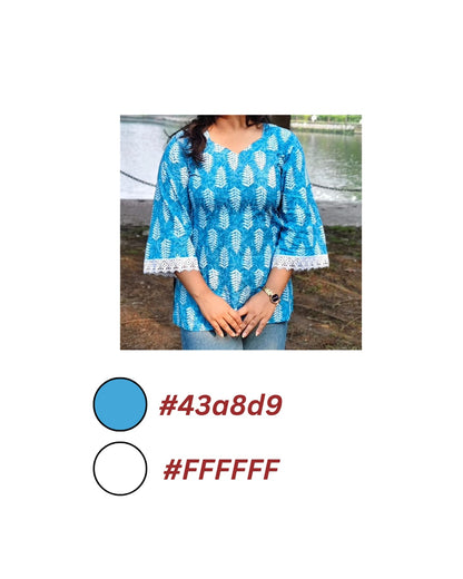 Megha- Blue Bloom Short Kurti