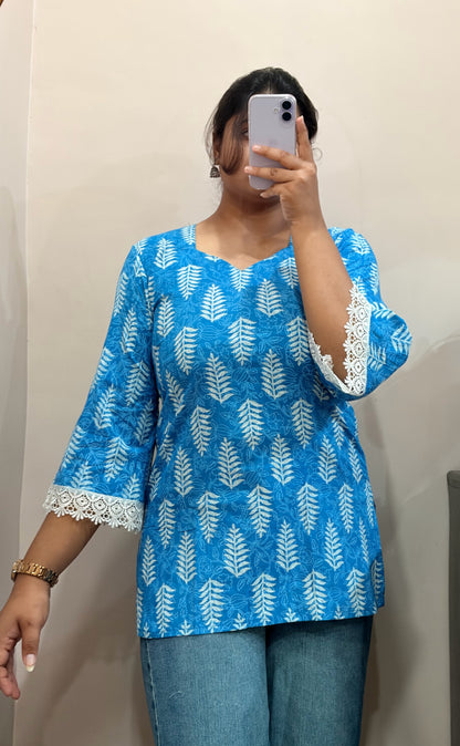 Megha- Blue Bloom Short Kurti