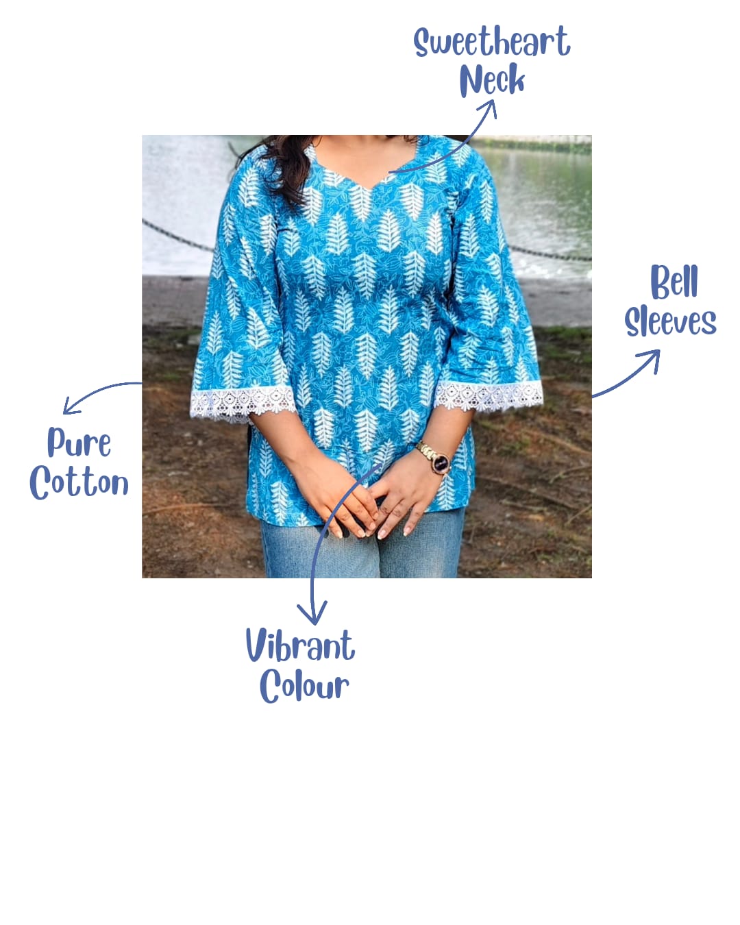 Megha- Blue Bloom Short Kurti