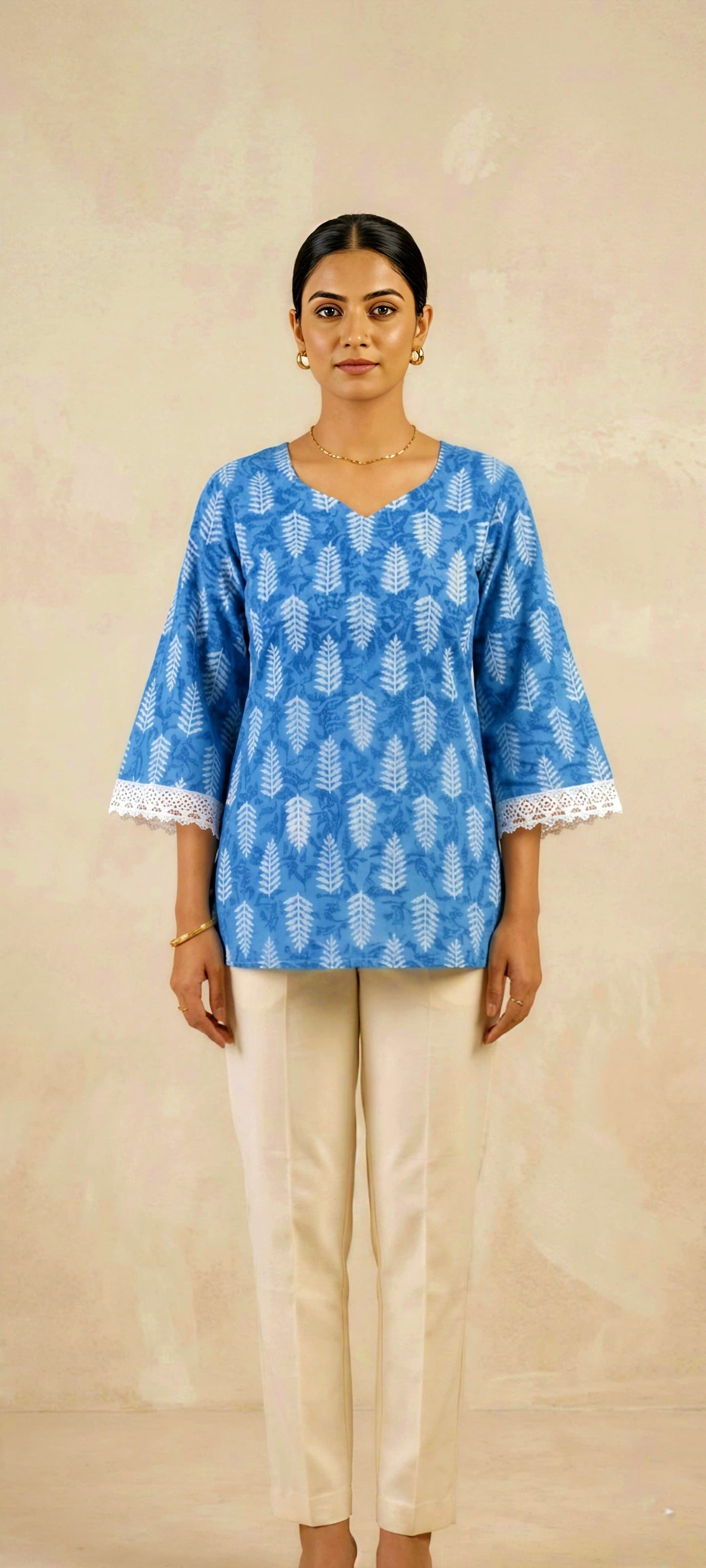 Megha- Blue Bloom Short Kurti